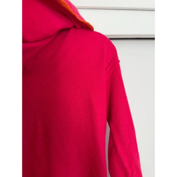 MICHAEL STARS HOT PINK ORANGE ACCENT COWL NECK SWEATER ONE SIZE WOMEN - Picture 2 of 4